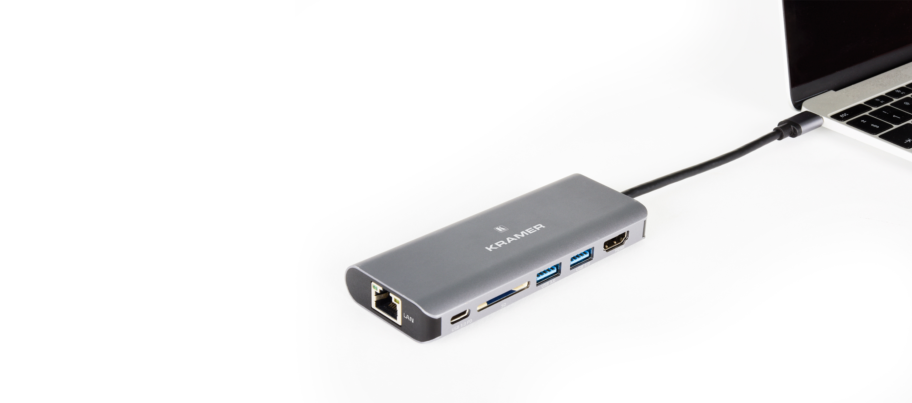 Kramer Electronics KDock-2 USB-C Dockingstation HDMI 1GbE Schwarz, Silber