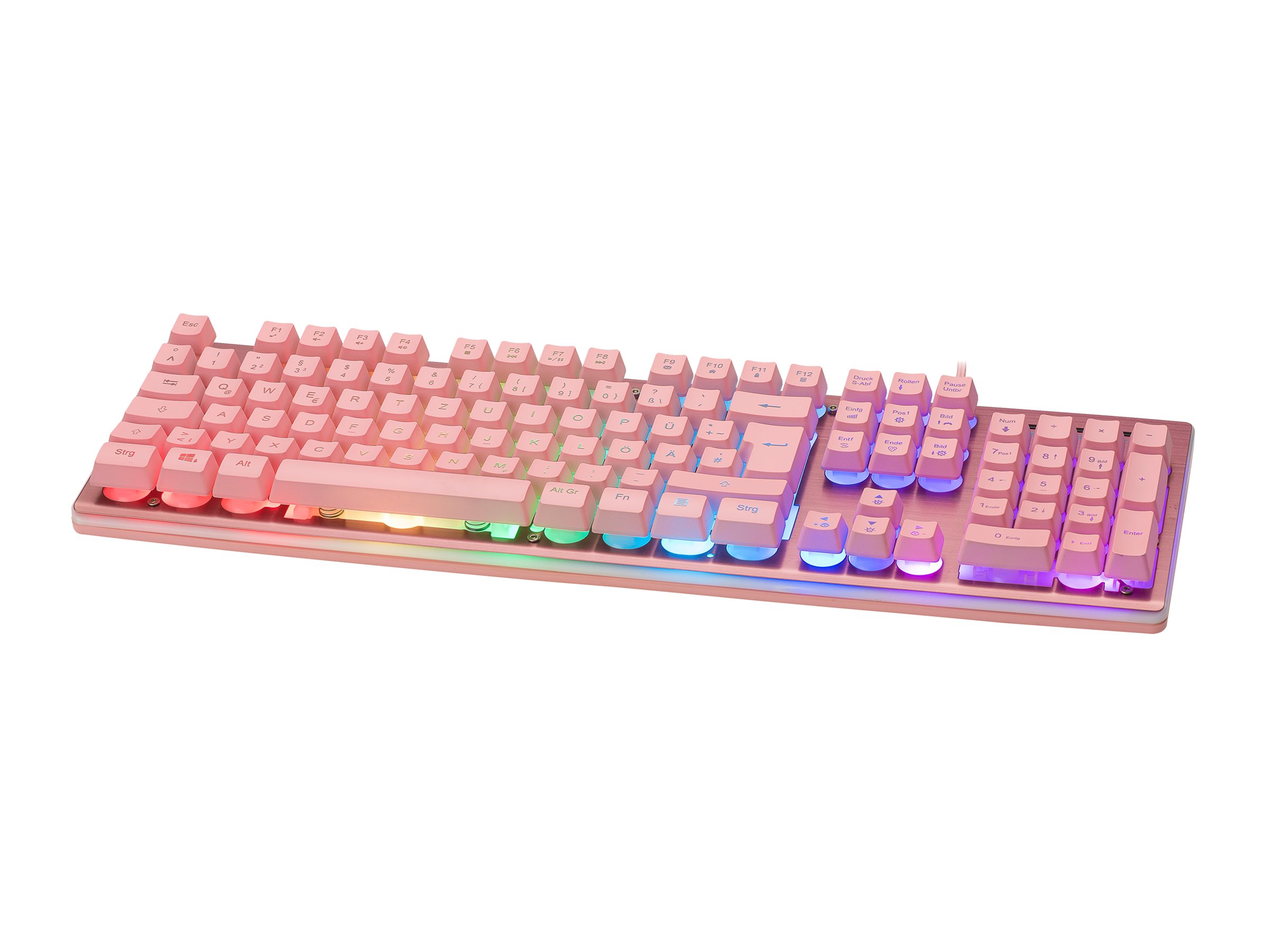 Deltaco Gaming GAM-021-RGB-P-DE Tastatur USB QWERTZ RGB Membran Pink