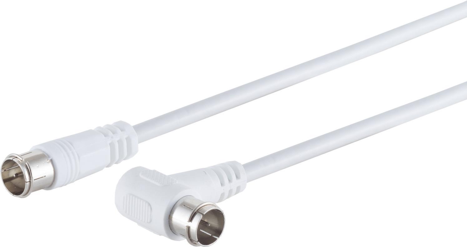 S/CONN maximum connectivity Sat-Anschlußkabel, F-Quick Winkel-Stecker - F-Quick-Stecker, Central Pin, 100% geschirmt, > 100 dB, weiß, 10,0m (80118-128)