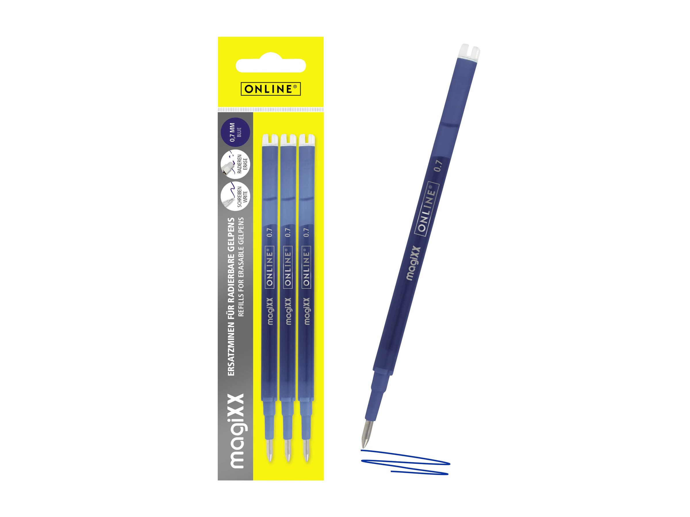 ONLINE magiXX Gelschreibermine Blau 0,7 mm 3 St.
