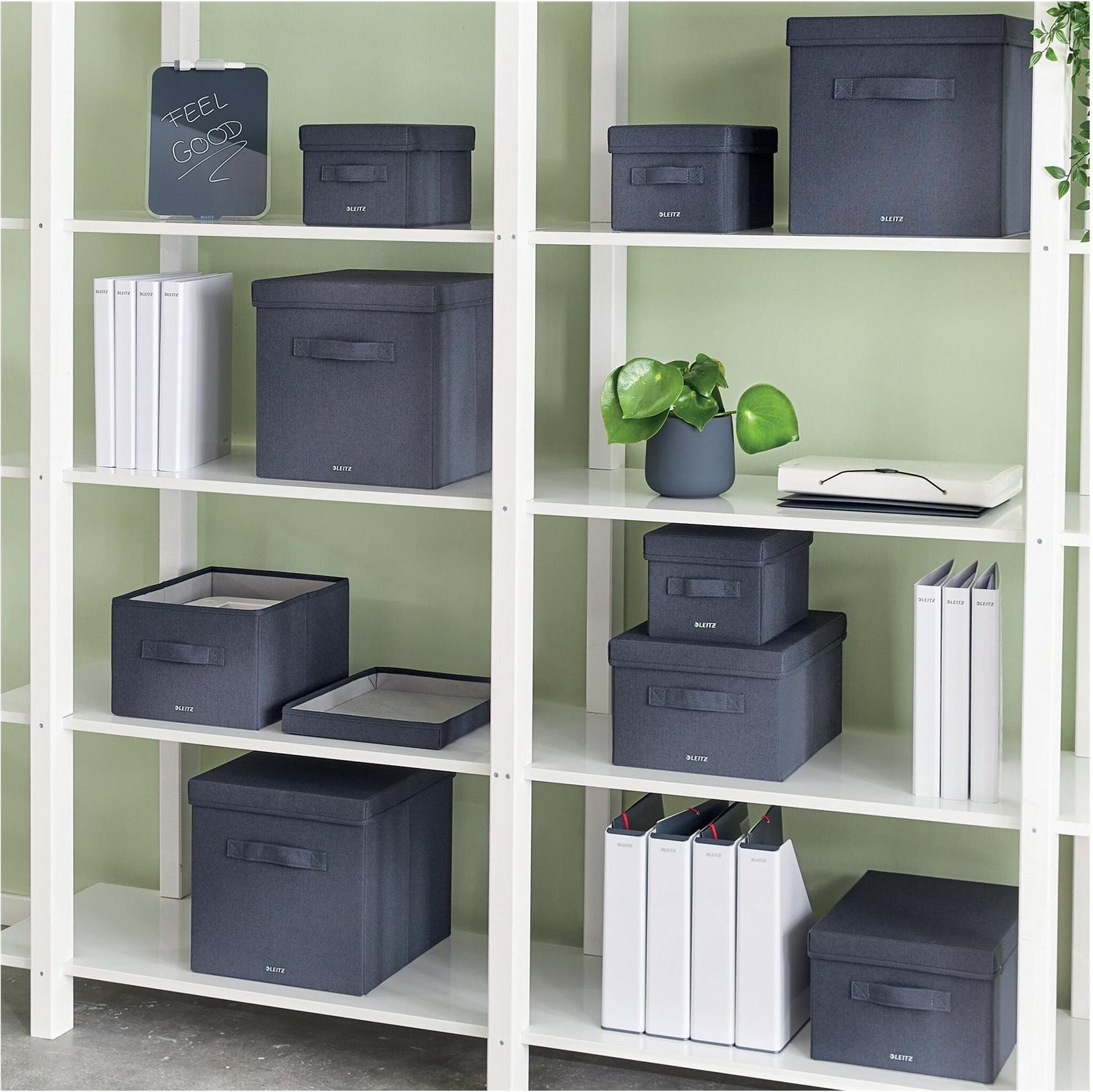 Esselte-Leitz Aufbewahrungsbox Stoff 8 l mit Deckel 2 Stück Grau