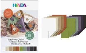 HEYDA Bastelkarton-Block "Natur", DIN A4, 20 Blatt Recyclingpapier, ungestricken, kopfgeleimt, - 1 Stück (2047133)