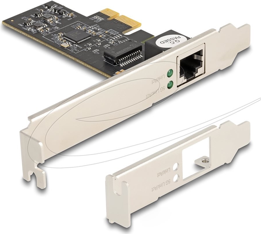 Delock PCIe x1 Netzwerkadapter 1x RJ45 5 Gigabit LAN RTL8126 Low-Profile Schwarz/Silber