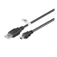 Wentronic Goobay USB 2.0 Hi-Speed Kabel mit USB Zertifikat, Schwarz, 1.8 m - geeignet für Geräte mit Mini-USB Anschluss (93902)
