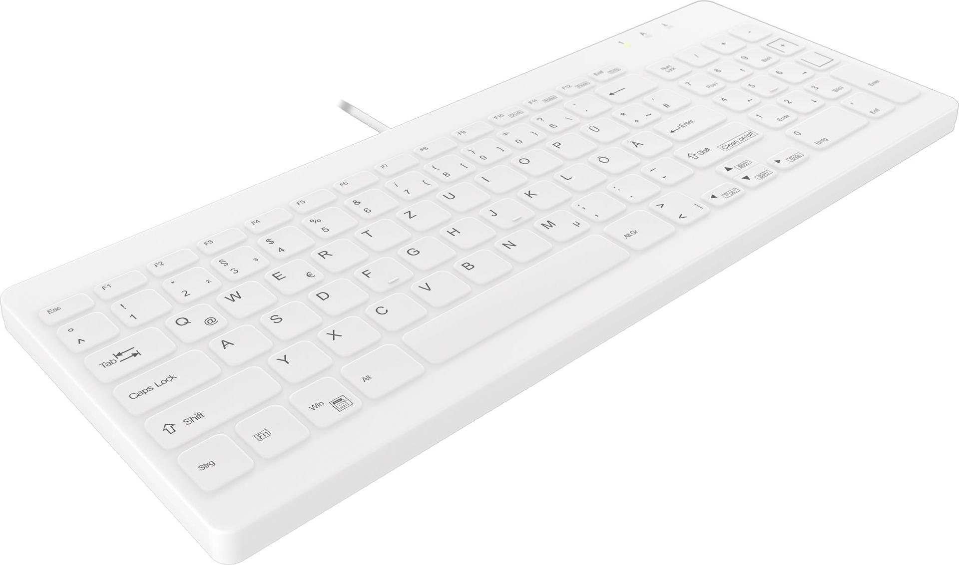 Active Key Contour QuickClean AK-C7012F-U1 Medizintastatur Kabelgebunden USB Deutsch Weiß