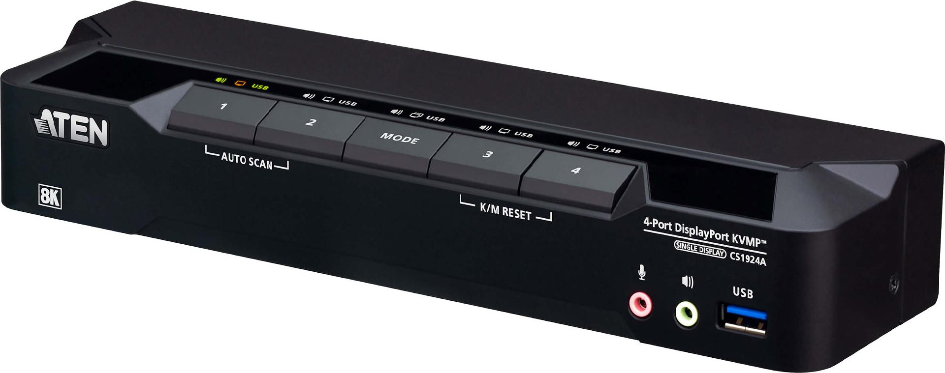 ATEN CS1924A KVMP-Switch 4-fach, DisplayPort, USB 3.0, 8K (CS1924A)