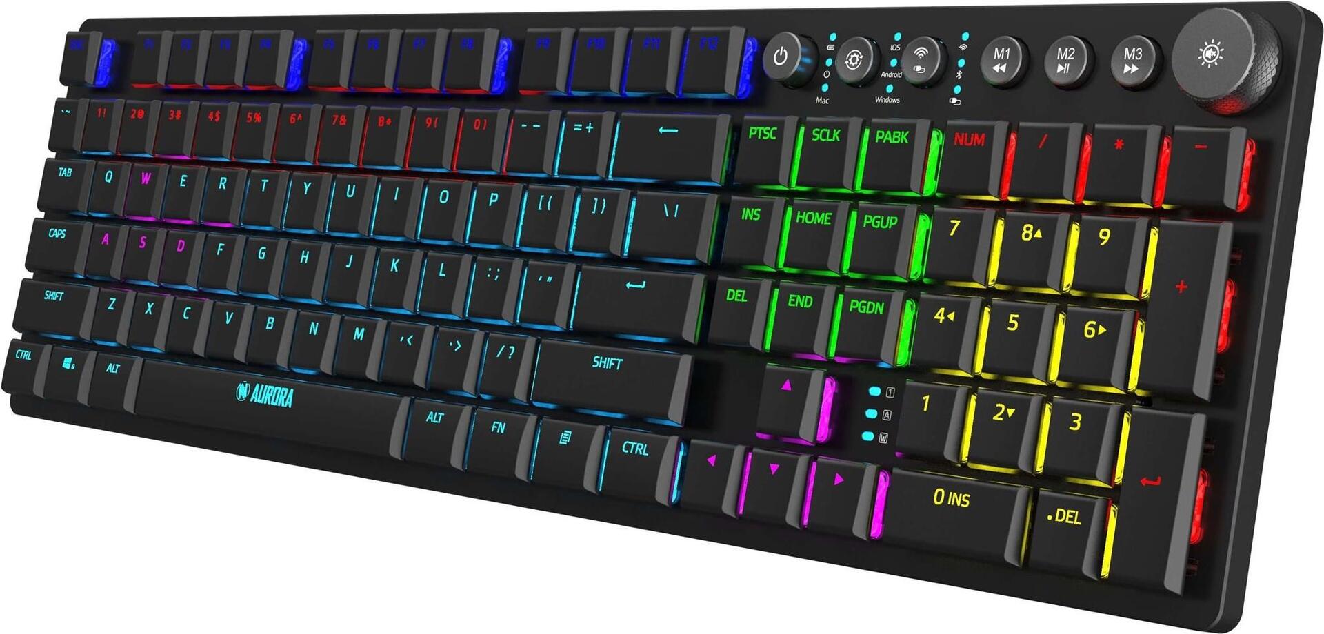 iBOX Aurora K-6 Mechanische Tastatur QWERTY Bluetooth 5.0 2.4 GHz USB-C LED Schwarz