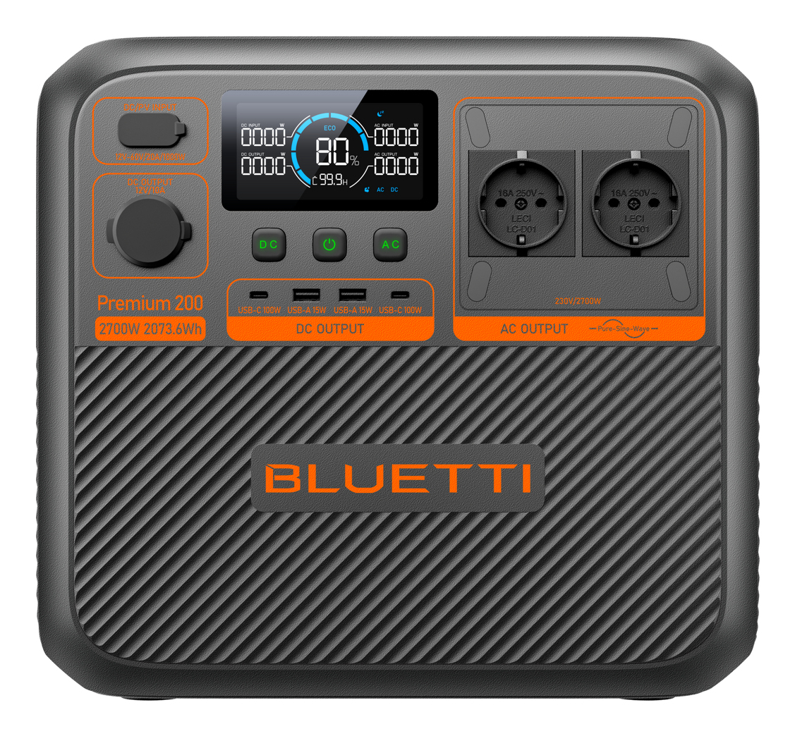 Bluetti Premium Series Premium 200 V2 Tragbare Power Station 2073,6 Wh 2700 W Schwarz