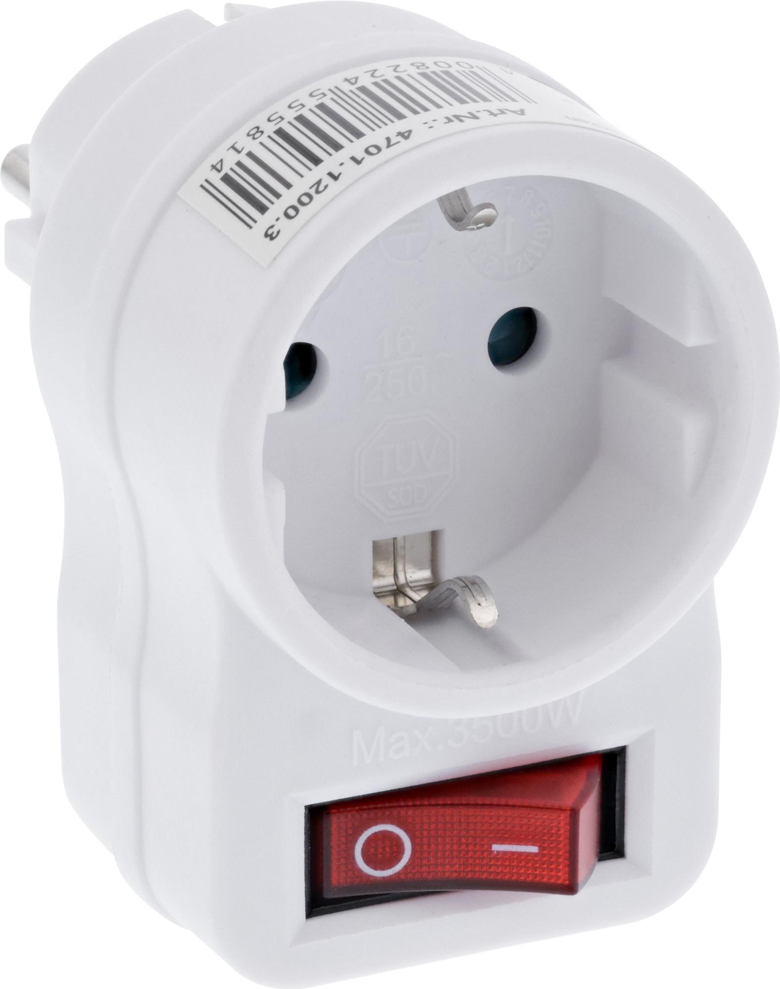 Kopp Zwischenstecker mit Schalter, 1 Stück, arktis/weiß, 470112003 (470112003)