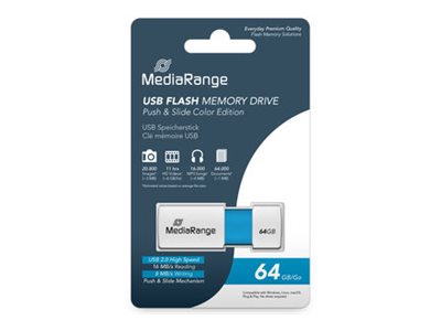 MediaRange MR974 USB-Stick 64 GB USB 2.0 Blau, Weiß
