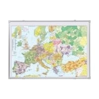 FRANKEN Europakarte, pinnbar (B)1.400 x (H)1.000 mm beschreibbar, Rahmen aus Aluminium