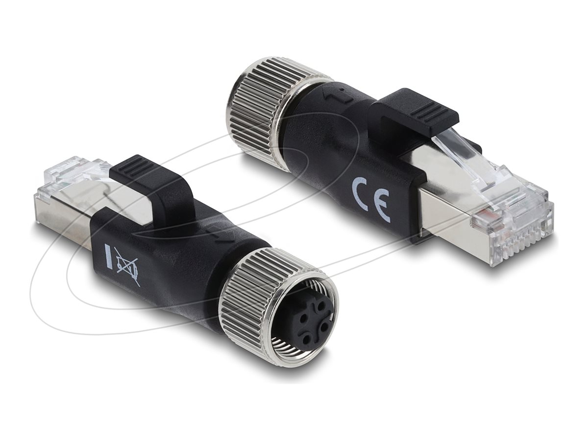 Delock Netzwerkadapter M12 D-kodiert 4 Pin Buchse zu RJ45 Stecker CAT 6 Schwarz