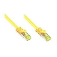 RJ45 Patchkabel mitCat.7 Rohkabel und Rastnasenschutz (RNS®), S/FTP, PiMF, halogenfrei, 600MHz, OFC, gelb, 0,15m, Good Connections® (8070R-002Y)