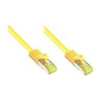 RJ45 Patchkabel mitCat.7 Rohkabel und Rastnasenschutz (RNS®), S/FTP, PiMF, halogenfrei, 600MHz, OFC, gelb, 0,15m, Good Connections® (8070R-002Y)