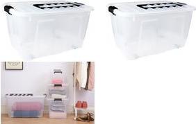 plast team Aufbewahrungsbox HOME BOX mit Rollen & Griff, 70 Liter, Box mit Deckel, schwarzer Griff zum Ziehen, Farbe: - 1 Stück (22290800)