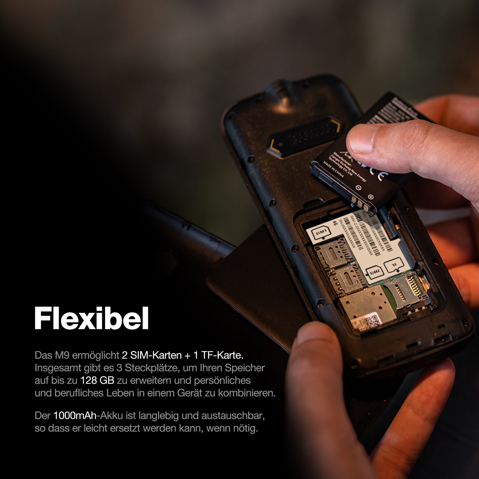 AGM M9 4G Feature Phone 2.4" Outdoor Schwarz