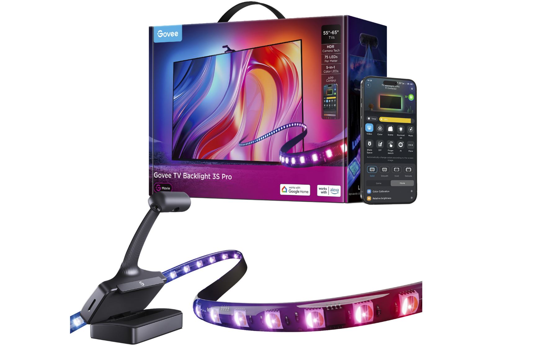 Govee TV-Hintergrundbeleuchtung 75-85" mit drei Kameras RGBIC 36 W