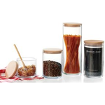 Ritzenhoff & Breker Vorratsglas "FAIA", rund, 1,0 l aus Glas, zylindrisch, Buchenholzdeckel mit Silikon - 3 Stück (815429)