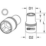 KS TOOLS 2,50cm (1") CLASSIC Sechskant-Stecknuss, kurz, 38mm (911.1038)