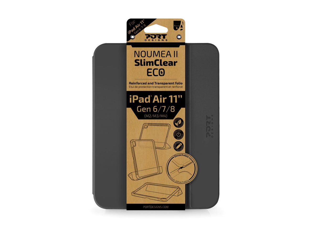 Port Designs NOUMEA II SLIMCLEAR ECO Flip Case für iPad Air 11" Schwarz, Transparent