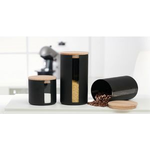 Ritzenhoff & Breker Vorratsglas "JYTTE SCHWARZ", 0,6 l aus schwarzem Glas, Buchenholzdeckel mit Silikon - 3 Stück (816174)