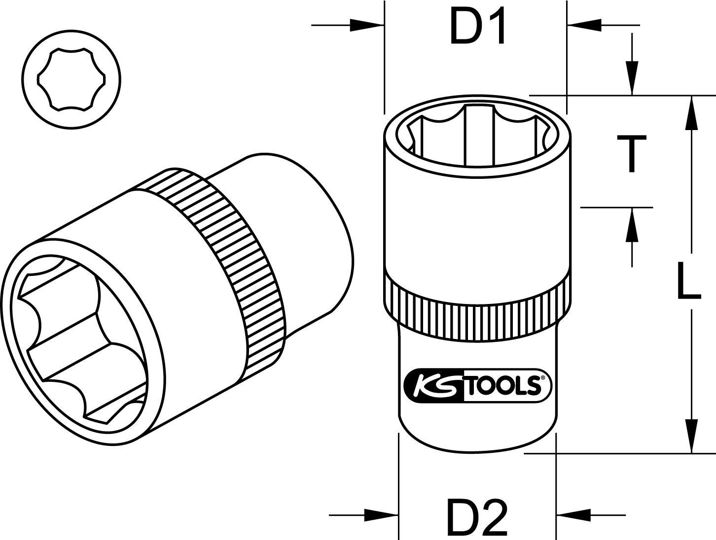 KS TOOLS 1/2\" Stecknüsse, Länge 38 mm, 30 mm (911.1230)