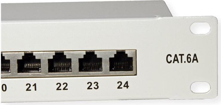 VALUE Kat.6A (Class EA) 19"-Patchpanel, 24 Port, geschirmt, Grau