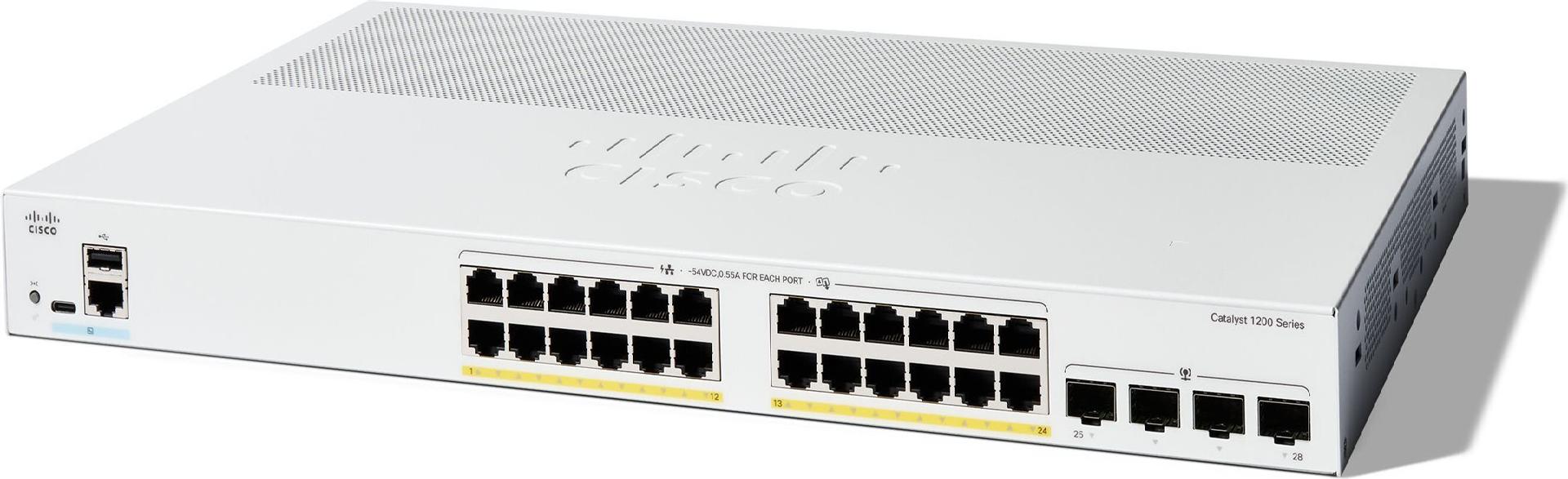 Cisco Catalyst 1200-24P-4G Managed Switch 24 Ports PoE+ 4 x 1G SFP Weiß