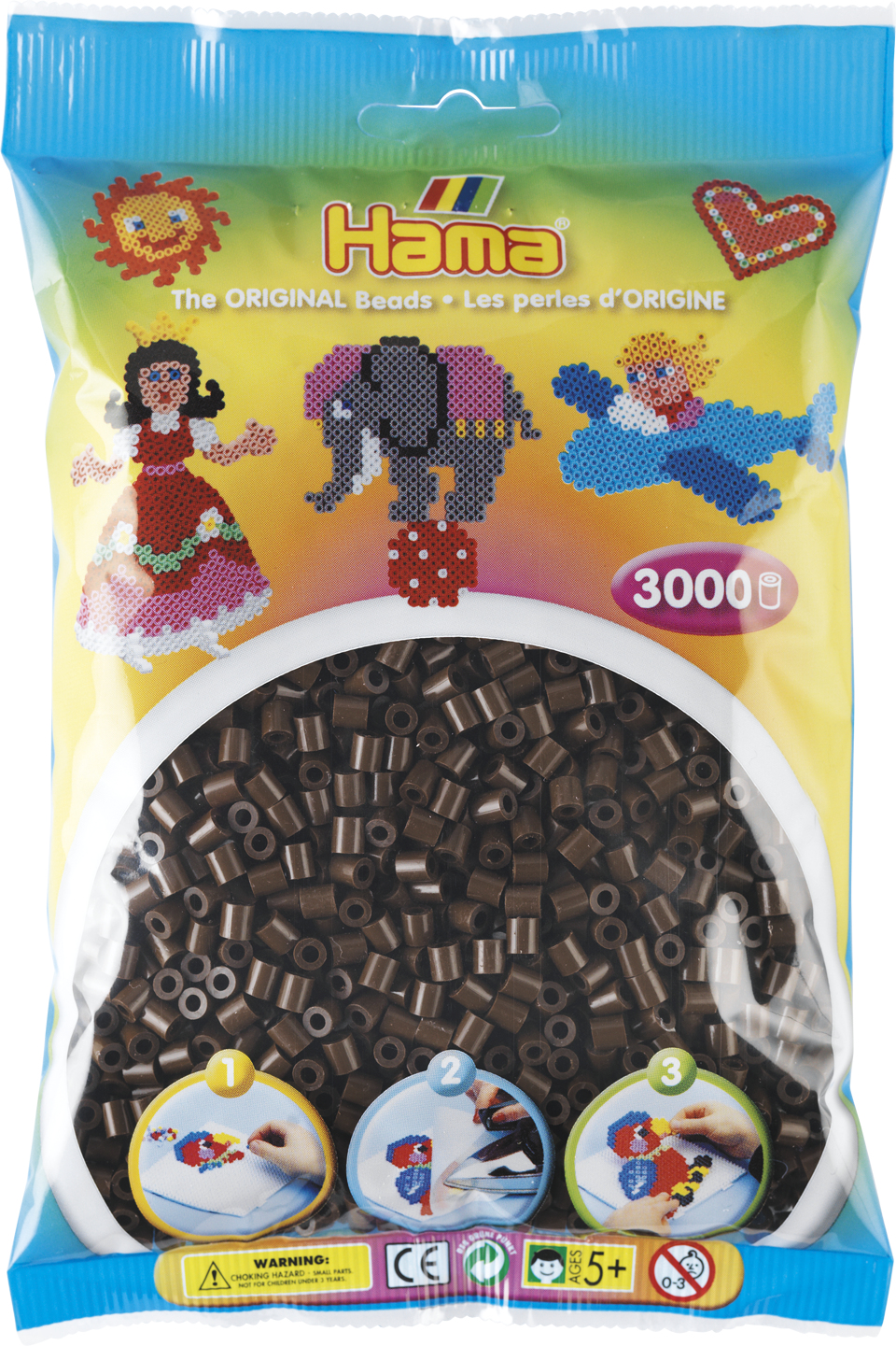 Hama Bügelperlen midi Rohrförmige Perle 5 mm Braun, 3.000 Stück