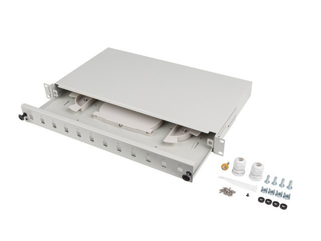 Lanberg FOP1-12SS-LDS 19" 1U Glasfaser-Patchpanel 12x SC Simplex / 12x LC Duplex Grau (RAL 7035)