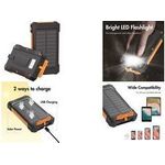 LogiLink Powerbank mit Solar, 6.000 mAh, schwarz/orange eingebaute LED-Taschenlampe, IP65, Solarpanel absorbiert das - 1 Stück (PA0321)