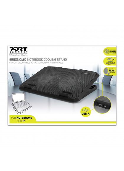 Port Designs Ergonomic Cooler Pro Notebook-Kühler 17" Schwarz