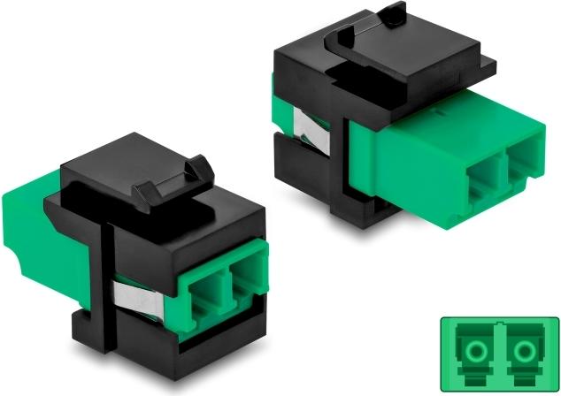 Delock Keystone Modul LC Duplex Buchse zu LC Duplex Buchse grün / schwarz (87074)