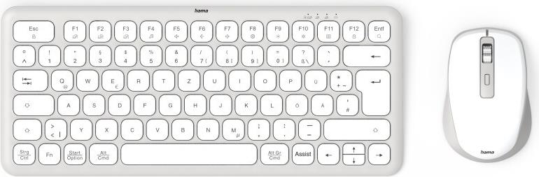 Hama Multi-Device-Tastatur-Maus-Set WKM-500 kabellos klein Weiss QWERTZ (00173062)