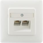 Rutenbeck Netzwerkdose Unterputz Einsatz mit Zentralplatte und Rahmen CAT 6 2 Port Reinweiß (138112070)