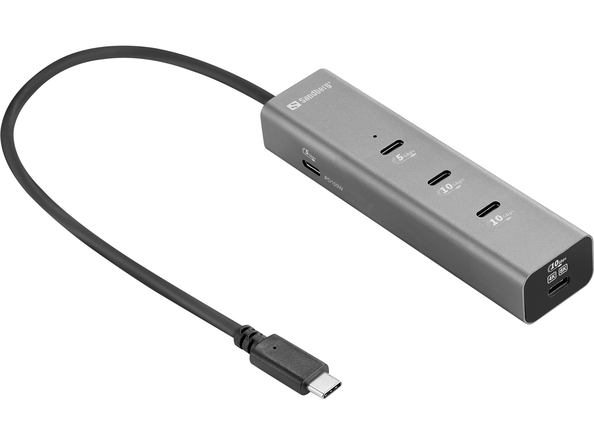 Sandberg 5-in-1 MediaDock Dockingstation 100 W Grau