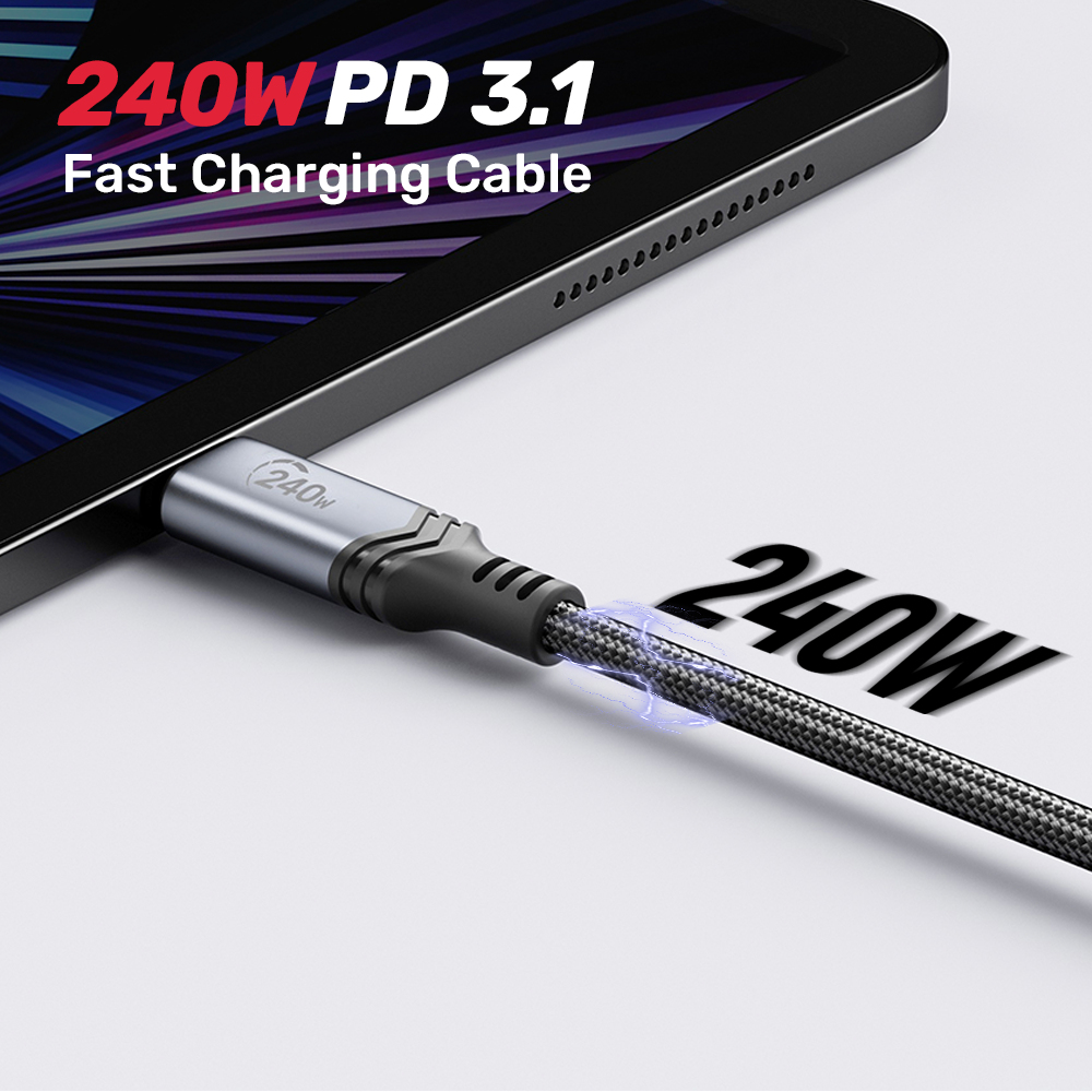 Unitek C14110GY-2M USB-C auf USB-C Kabel 240 W 2 m Schwarz