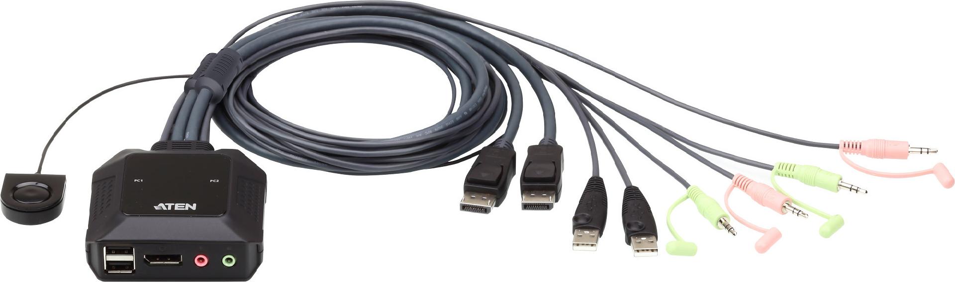 ATEN CS22DP 2-Port USB DisplayPort Kabel-KVM-Switch Schwarz
