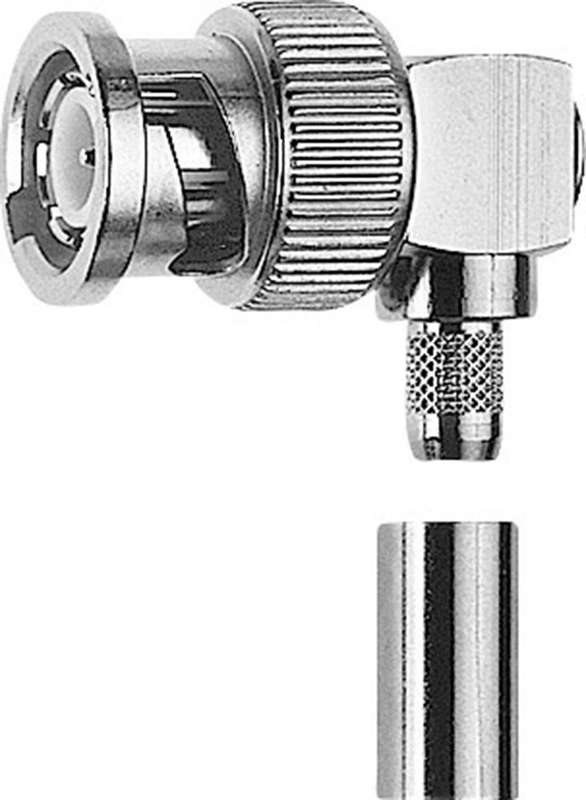 Telegärtner BNC-Kabelwinkelstecker Crimp G04 75 Ohm, löt/crimp, A0503, G04 (RG-179B/U)  - 1 Stück (J01002A0027)