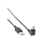 InLine® USB 2.0 Mini-Kabel, Stecker A an Mini-B Stecker (5pol.) unten abgewinkelt 90°, schwarz, 2m (34220)