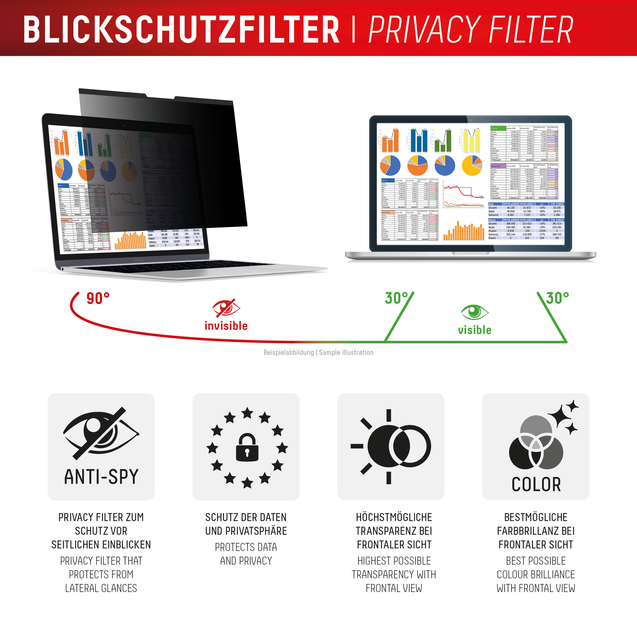 E.V.I. DISPLEX Privacy Safe MS Surface Laptop Studio 2 14.4" Blickschutzfilter Schwarz