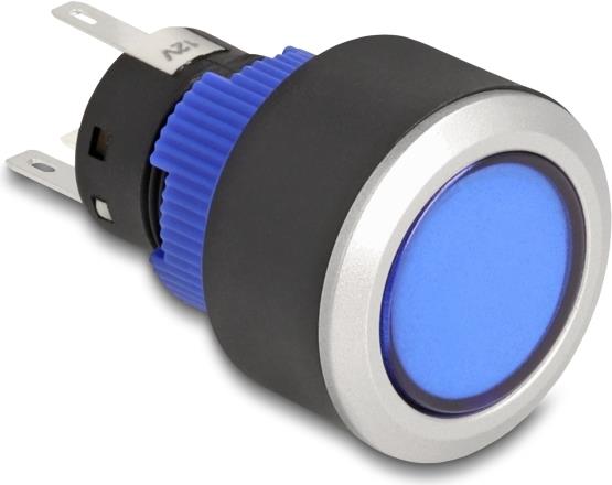 Delock Drucktaster vorstehend zum Einbau 22 mm 5 x Lötanschluss Taster flach Plastik LED (22049)