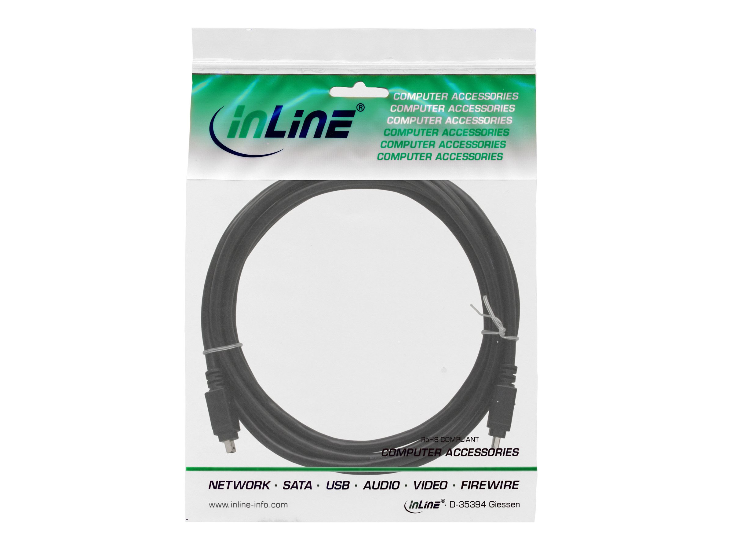 InLine FireWire Kabel IEEE 1394 4-polig Stecker/Stecker 3 m Schwarz