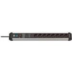 Brennenstuhl Premium Protect-Line PDU, 8 sockets, 3m, Silver/gray, with switch and surge protection (1391010800)