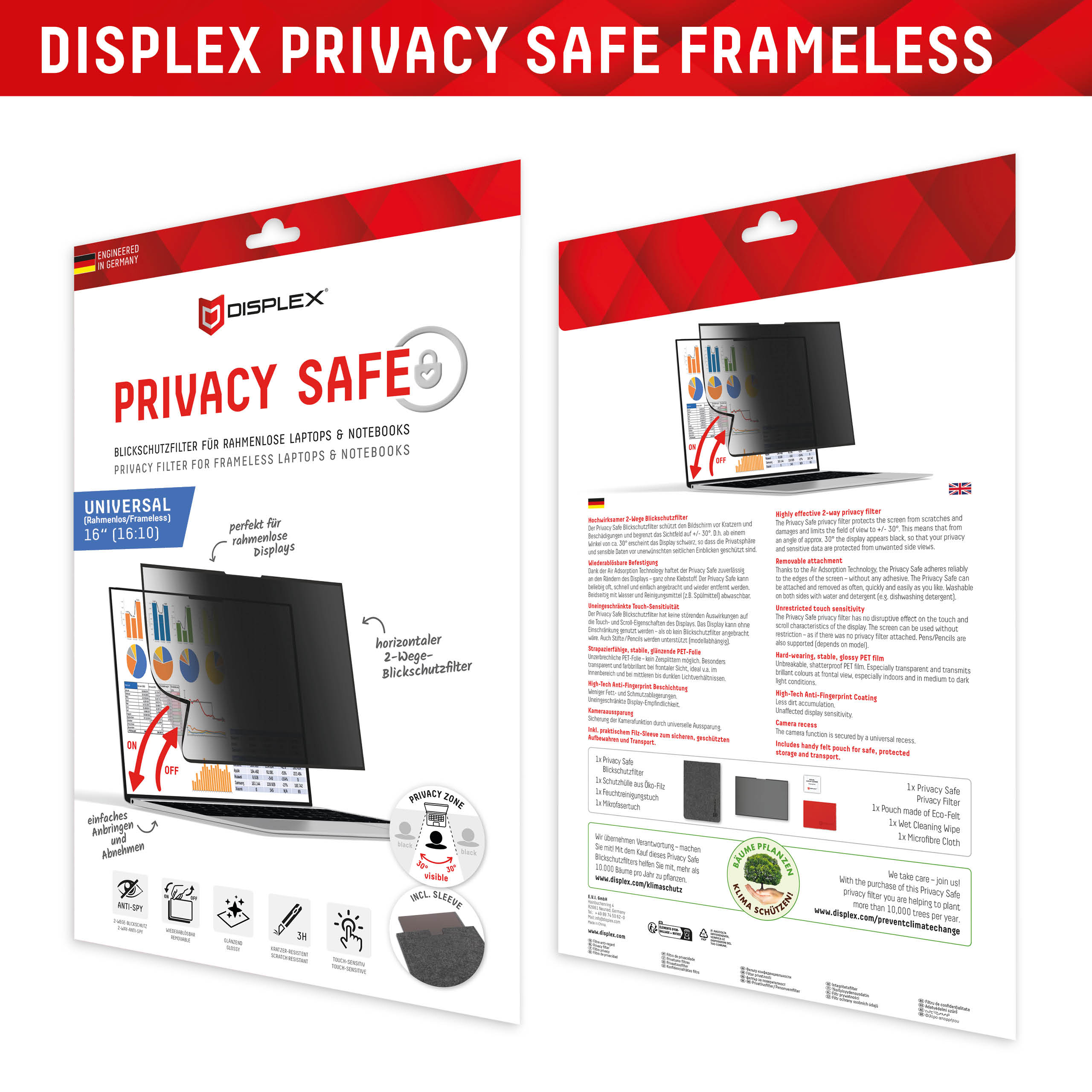 E.V.I. Displex Privacy Safe Uni 16" Blickschutzfilter