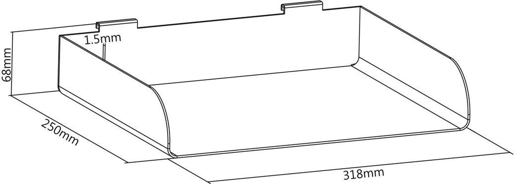 InLine Slatwall Large Regal 31,8 cm x 25 cm x 6,8 cm Stahl Weiß