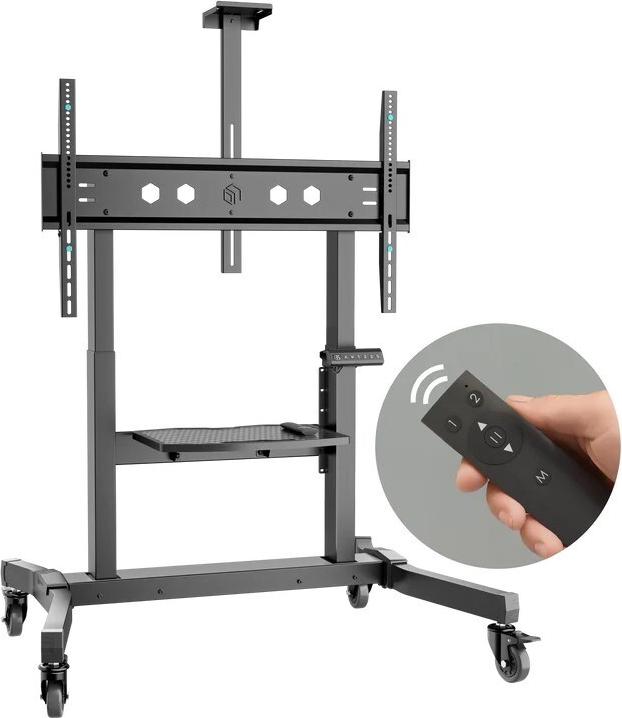 ONKRON Elektrischer TV Rollständer TS1991E-B für 50-100 Zoll, 130 kg, höhenverstellbar mit Fernbedienung