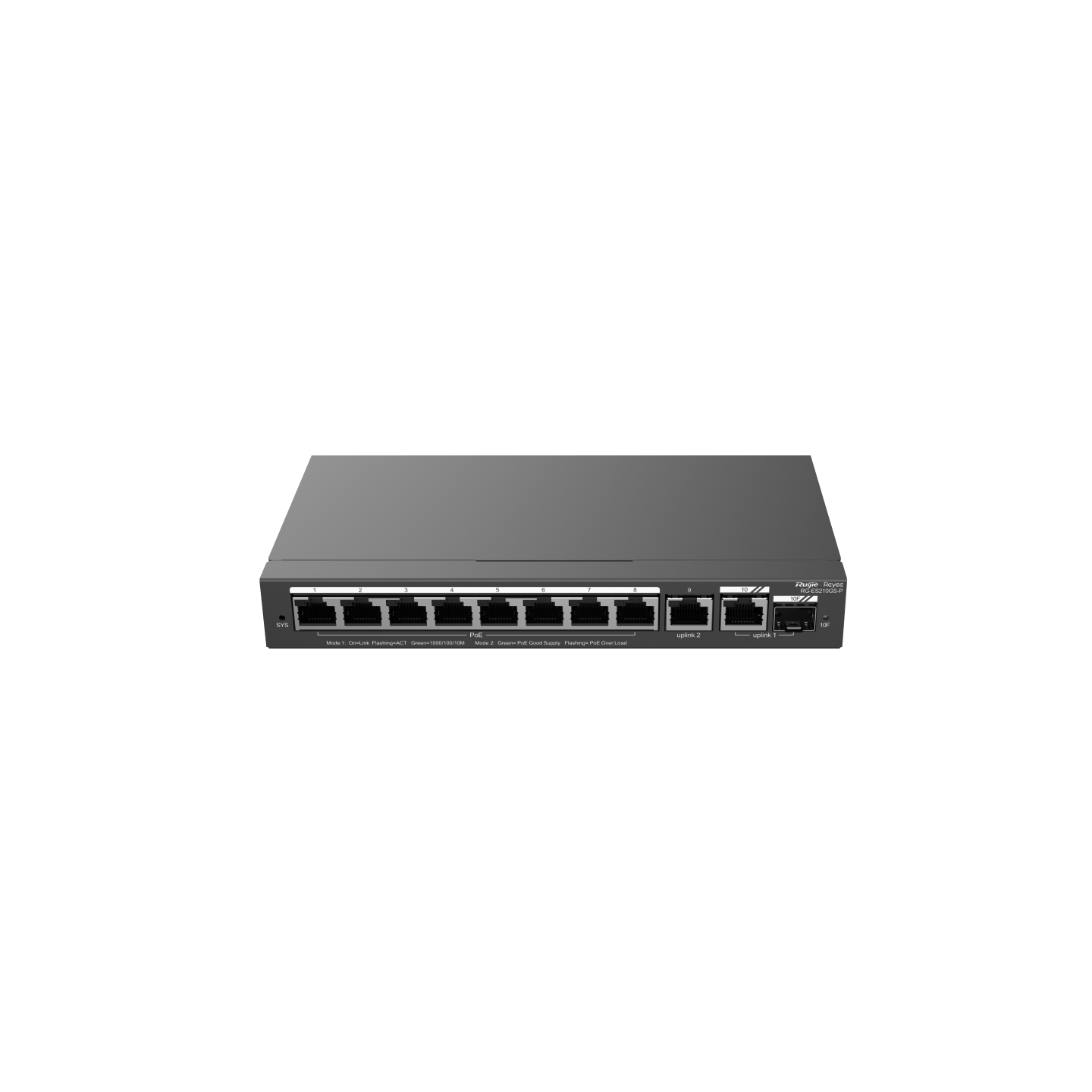 Reyee RG-ES210GS-P Managed L2 Netzwerk-Switch 10 Ports Gigabit PoE Schwarz