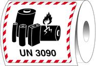 Brady , ADR-LBM-UN3490, B-7610, Verpackungsetiketten - Lithiumbatterie-Markierung, Papier, matt, Schwarz & Rot auf Weiß, 120 x 110 mm, rechteckig, permanent, Beschriftung: UN3490 (1000 Etiketten/Rolle) (237815)