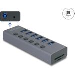 Delock Externer USB 5 Gbps 6 Port Hub mit Schalter und SD Micro Slot (64237)
